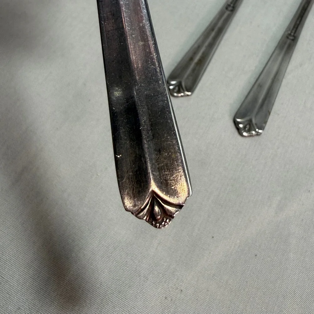 Orleans Silver Iced Tea Spoons ORL31 Stainless Steel Scroll Heel Vintage 7 3/8